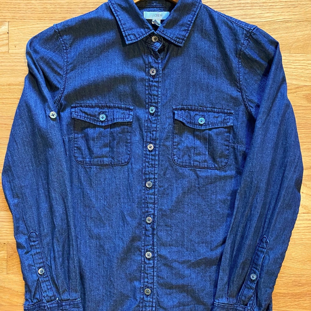 J.Crew 00 Chambray Button Dark Wash Utility Keeper